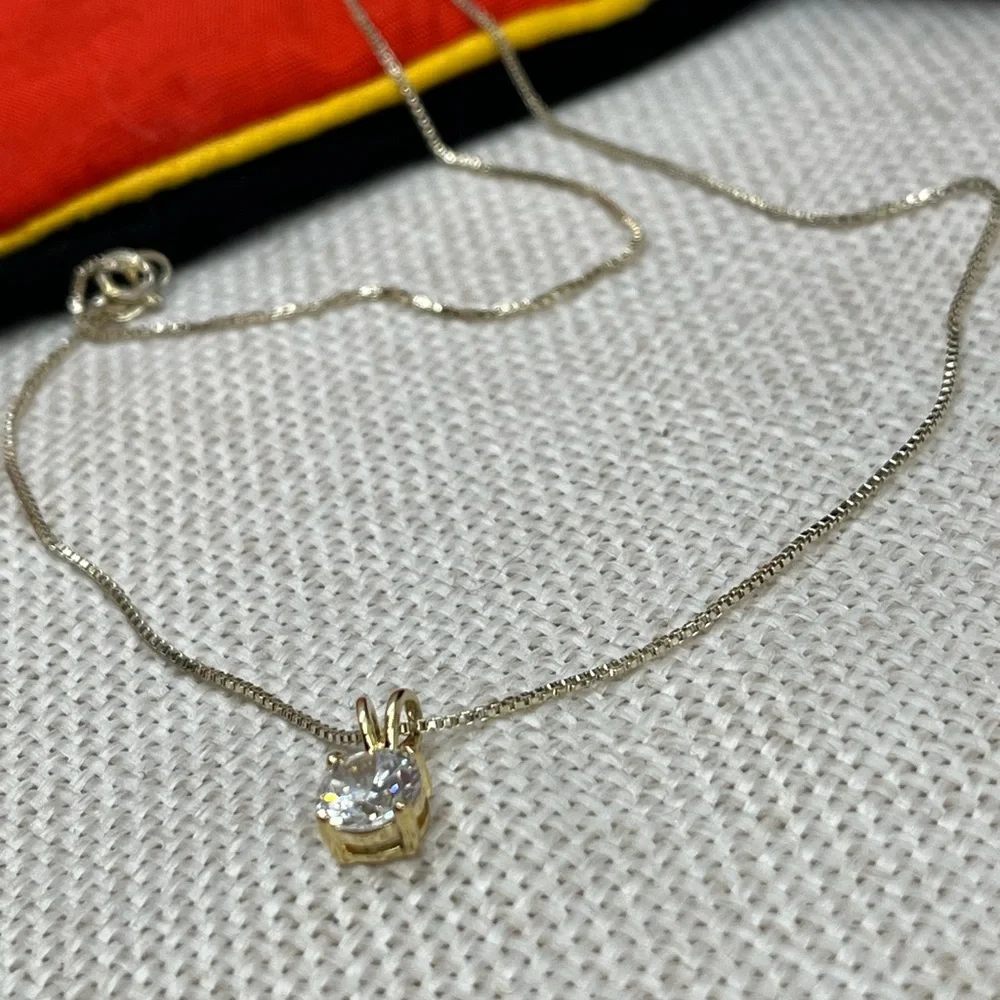 Vintage 925 Italy Sterling Silver Necklace w/ CZ Pendant – 18” - Picture 12 of 17